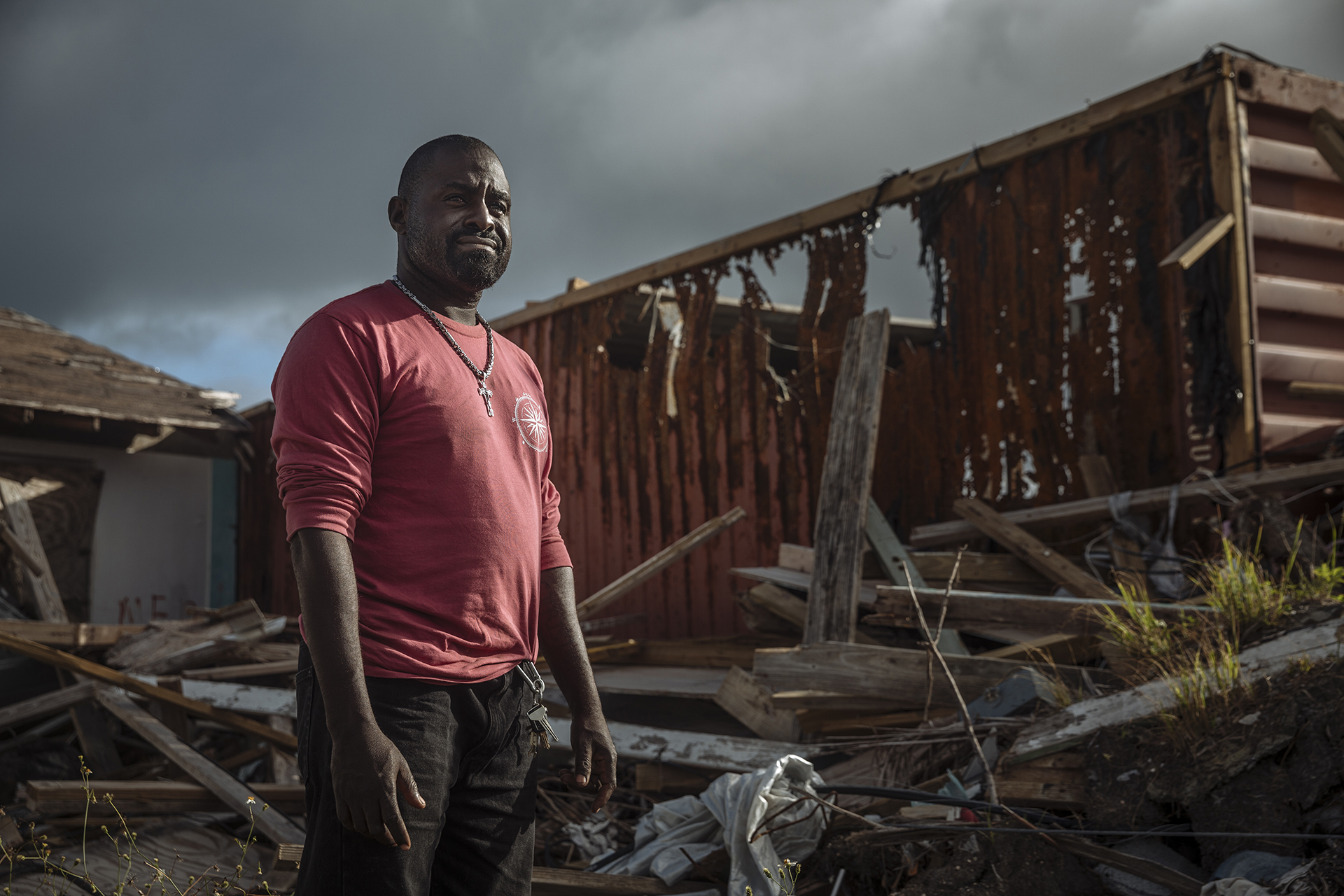 Maurice standing in the middle of the destruction caused by Hurricane Dorian on Abaco